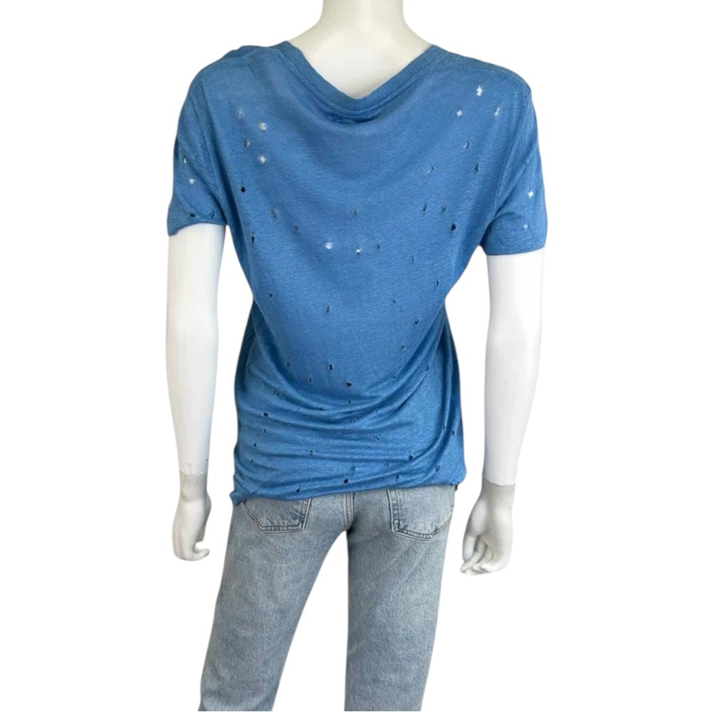 IRO Blue Distressed 100% Linen Top Size XS - Picture 3 of 8